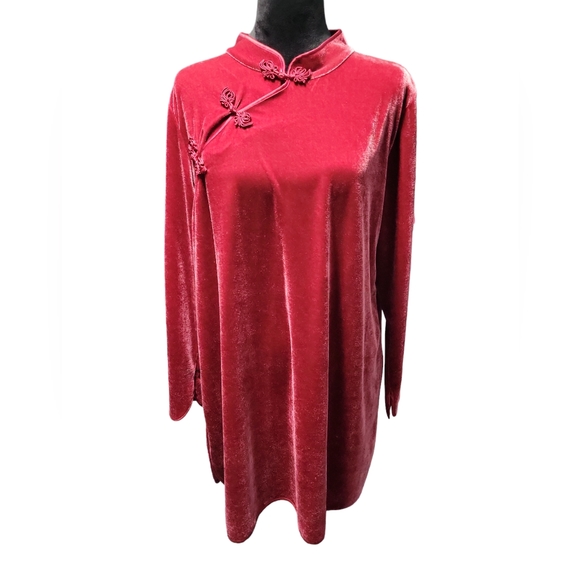 Soft Sorroundings Red Velvet Long Sleeved Shirt XL - Picture 1 of 7